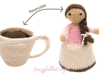 Padrão de crochê reversível Coffee Girl - LOW SEW - Amigurumi - PDF Inglês e Holandês