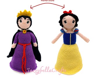 Reversible Snow White / Evil Queen crochet pattern -  Amigurumi - PDF English & Dutch
