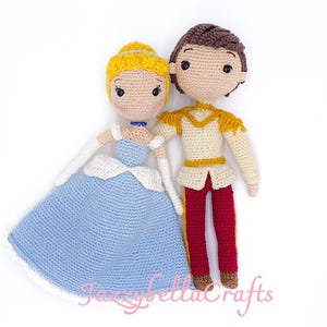 2x Cinderella crochet pattern pack - Princess Cinderella and Prince Charming doll - Amigurumi - PDF English & Dutch