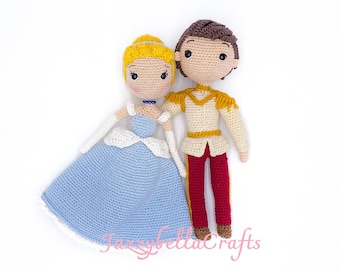 2x Cinderella crochet pattern pack - Princess Cinderella and Prince Charming doll - Amigurumi - PDF English & Dutch