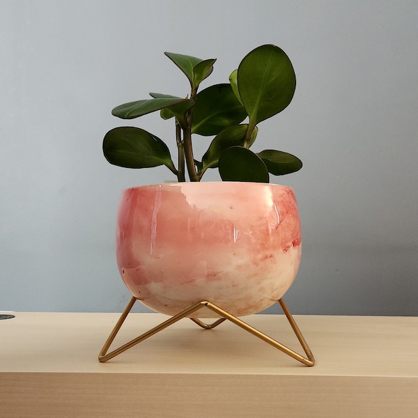 Indoor Planter Pots |  Pink Hue Wide Metal Pot