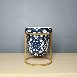 Indoor Planter Pots | Floral Pot with Gold Rustic Stand