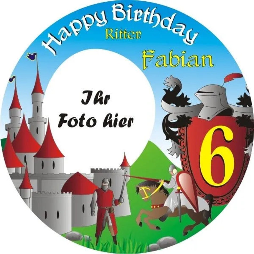 Knight Grad Topper Knight - Castle Cake Topper With Photo, Name and Age as Edible Icing ...