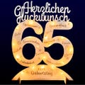 65th Birthday Gift Display Stand XXL Number Decoration Number 65 with LED String Lights, Wooden with Engraved Wishes + Stand