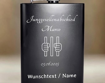 Bachelor Party (JGA) Gift Man, Engraved Personalized Hip Flask, Funny Souvenir for Groom & Friends for the Wedding