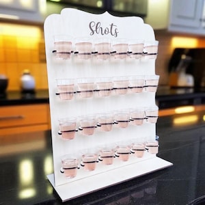 Shots wall stand for 24 shot glasses (short ones) or disposable cups 20 ml for stylishly greeting guests at parties, birthdays, weddings