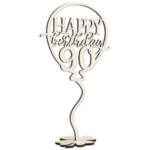 90. Geburtstag Cake Topper Blumenstecker & Tischschmuck in einem mit Kleeblatt-Ständer - Nach der Tortendeko auf den Tisch als Tischdeko