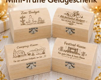 Mini wooden treasure chest for birthday money gifts – voucher packaging with hobby motif – gift box for cash gifts & vouchers, idea