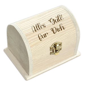 Geldgeschenk kleine Schatztruhe "Alles Gute für Dich" Holzkiste für Kleingeschenke, Gutscheine und Geldscheine von 5,- bis 200,- Euro