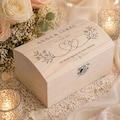 Personalized Wedding Treasure Chest with Engraving | Wooden Chest for Cash Gifts with Names & Date | Treasure Chest in 3 Sizes and 6 Designs product logo