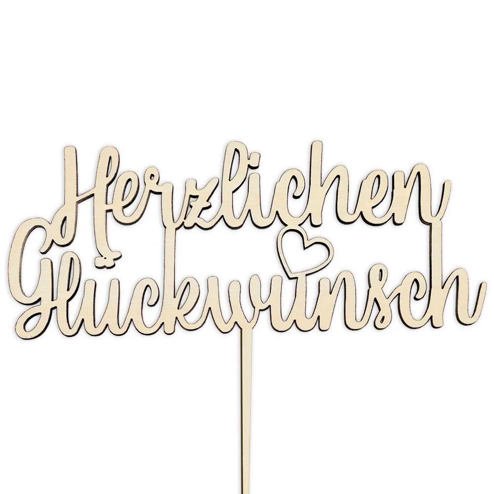 Cake Topper "Congratulations", engraved wooden lettering for cakes, pies and muffins, stylish cake decoration, for festive occasions