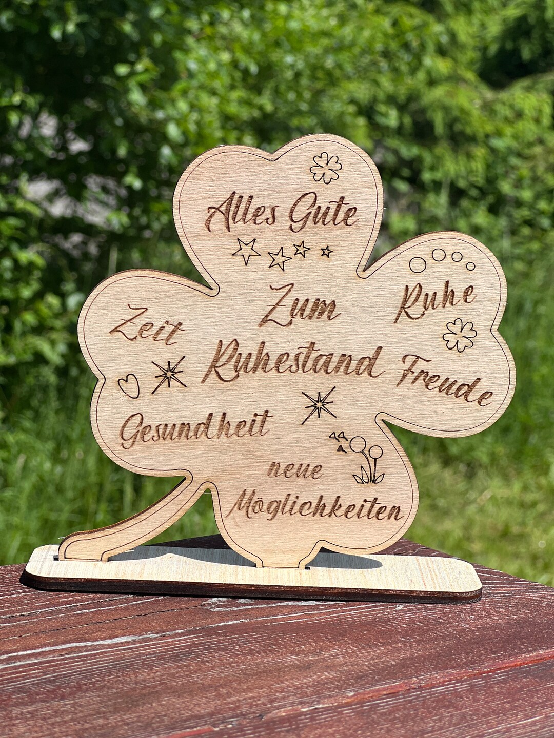 GlücksKleeblatt zum Ruhestand, Rente, Pension als Geschenk für Mann