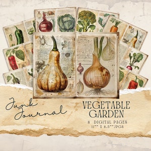 pages de journal pour le jardin potager | Journal de jardin numérique | Kit Papiers Imprimés vintage | Définitions de jardin numérique