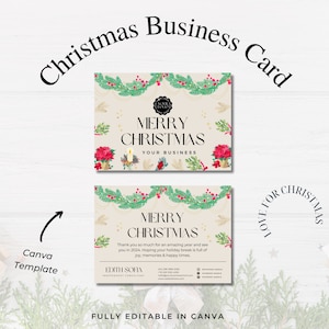 Cartes de visite de Noël, Modèle de carte de visite, Carte de Noël d'entreprise, Modèle de carte marketing bricolage, Modèle toile, Décorations