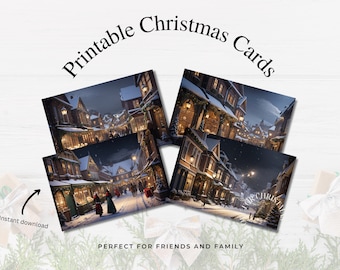 Printable Christmas Card Set, Holiday Greetings, Digital Holiday card, Holiday Card Set, digital Xmas Cards, Instant Download, Xmas print