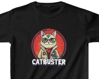 Catbuster Kinder Shirt, cooles Kinder Shirt, Katzen Grafik Shirt, Geburtstagsgeschenk