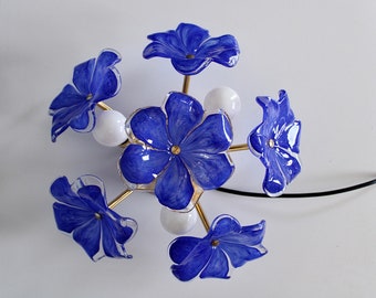 Wall light with blue flowers