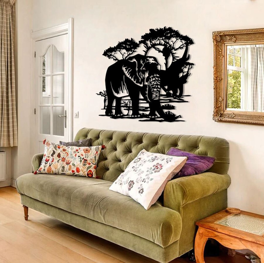 Metal Elephants Wall Art, Metal Wall Decor, Elephants Animals Panels