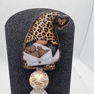 Gnome badge reel, Animal print gnome badge reel, with or without beads