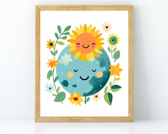 Printable boho art print for children of the earth and the sun