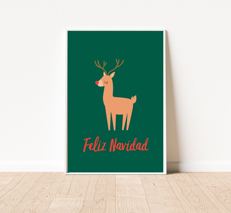 Lámina imprimible de Rodolfo el reno de feliz navidad - Etsy México