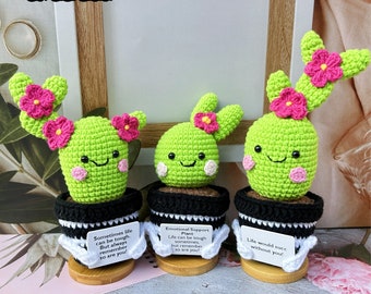 Adorable Handmade Crochet Bunny Cactus-Emotional Support Plant-Crochet Easter Decor-Eternal Greenery-Desk Decor-Crochet Cactus-Easter gift