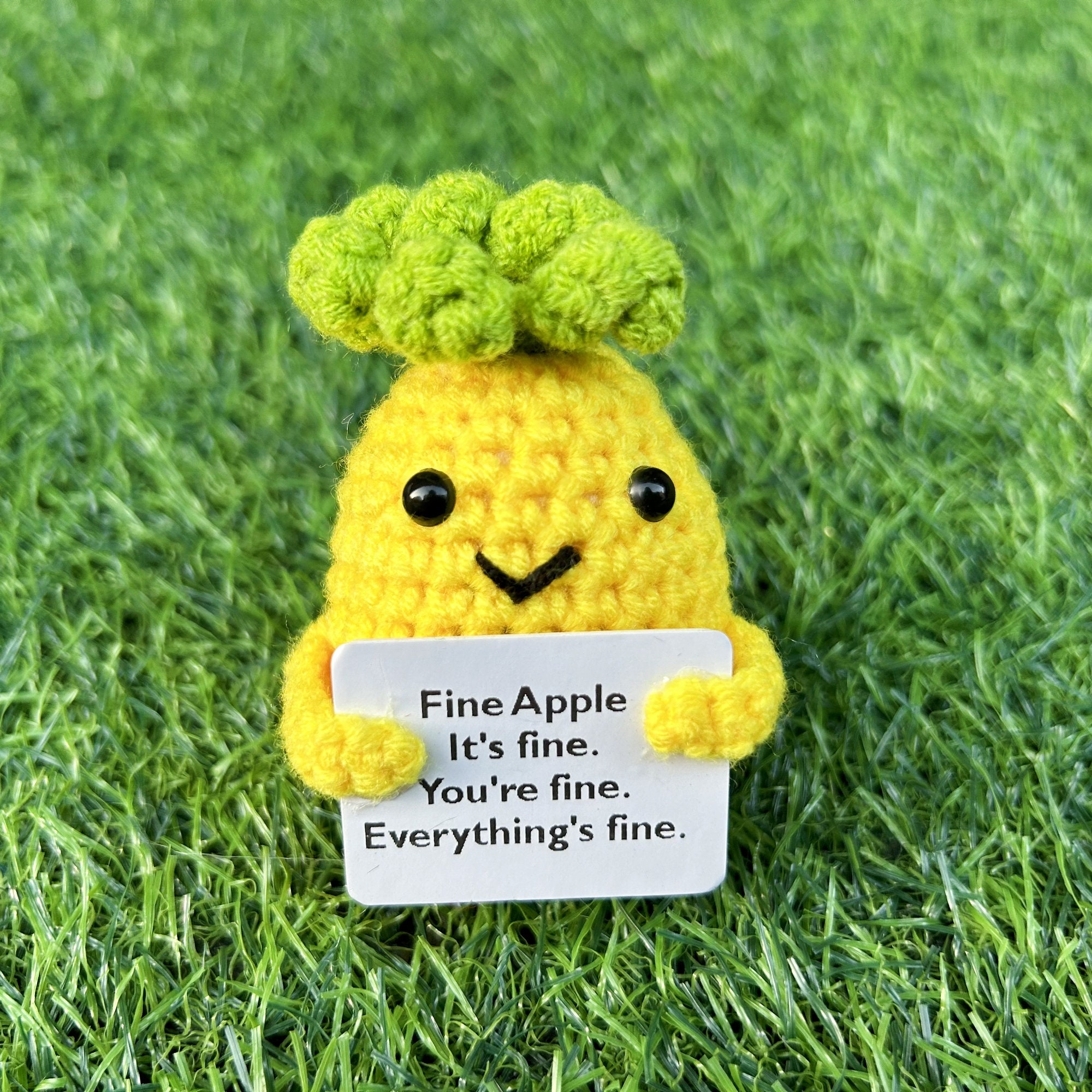 Handmade Adorable Crochet Positive Pineapple and Fine Apple-Emotional  Support Gift for family/Friends/Team-Valentines Day Gifts-Spring Gift