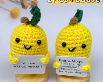 You are MANGO-NIFICENT Gift-Handmade Mother's Day Gift Stocking stuffer-Knitted Mango With Positive Quote,Positive Mango,Desk Decoration