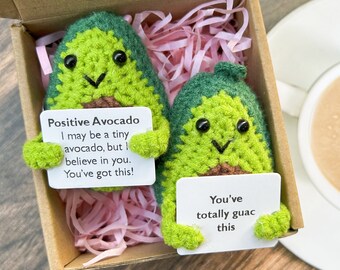 Awesome Avocado-Motivational Gift for Family/Friends/Team-Handmade Crochet Positive Avocado Desk Ornaments-Mother's Day Gifts-Spring Gifts