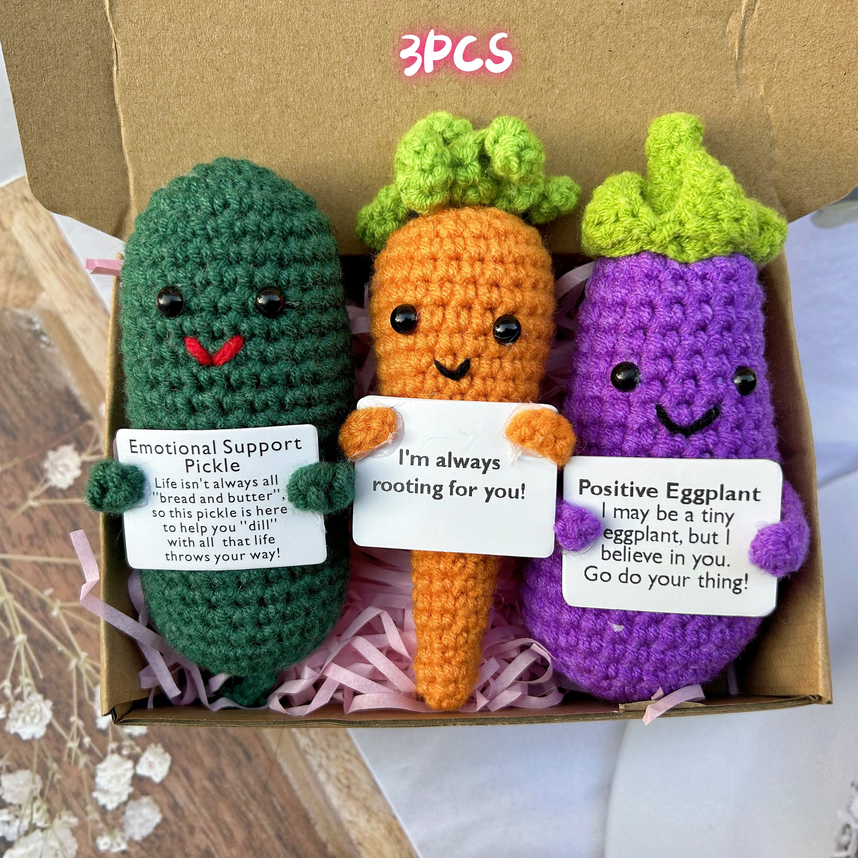 Duixinghas Emotional Support Potato Toy Crocheted Potted Sunflower Ornament Cartoon Potato Toy Set Positive Life Vegetable Dolls for Stress Relief