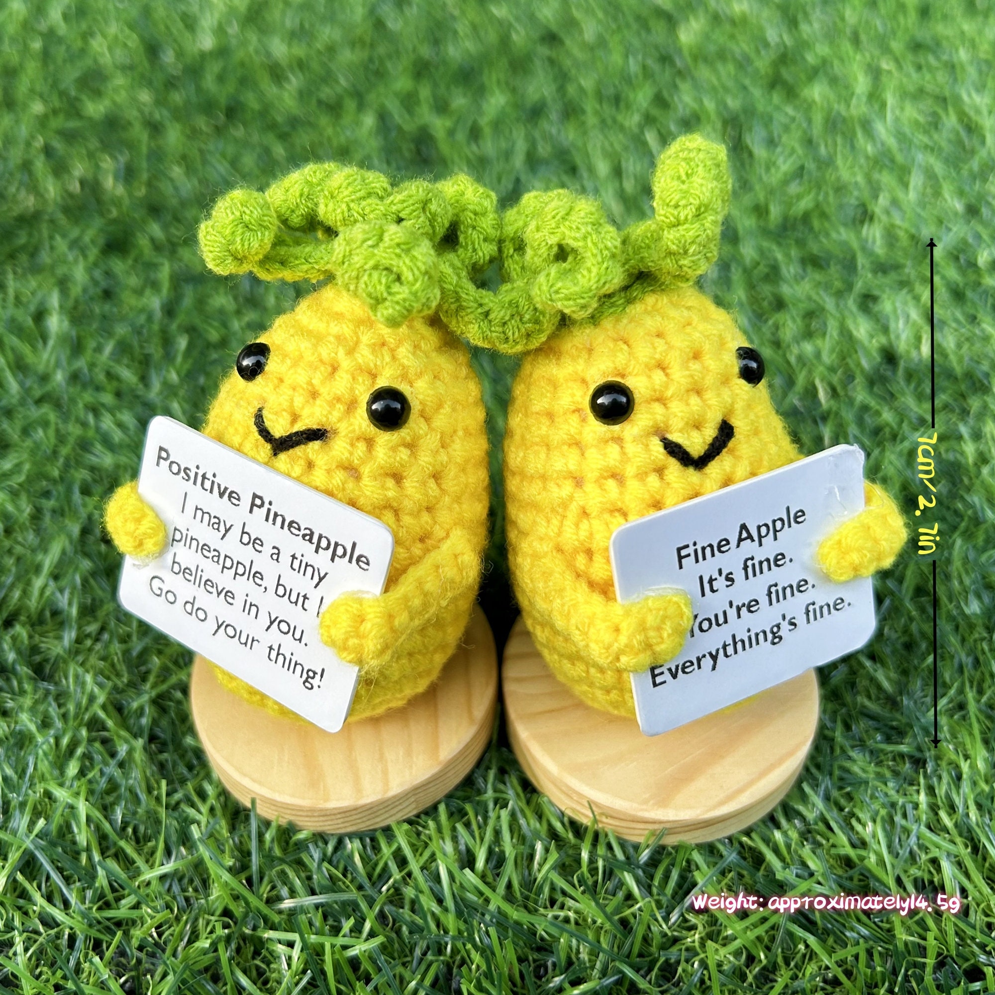 Handmade Adorable Crochet Positive Pineapple and Fine Apple-emotional  Support Gift for Family/friends/team-valentines Day Gifts-spring Gift 