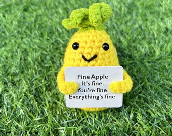 Handmade Adorable Crochet Positive Pineapple and Fine Apple-Emotional  Support Gift for family/Friends/Team-Valentines Day Gifts-Spring Gift