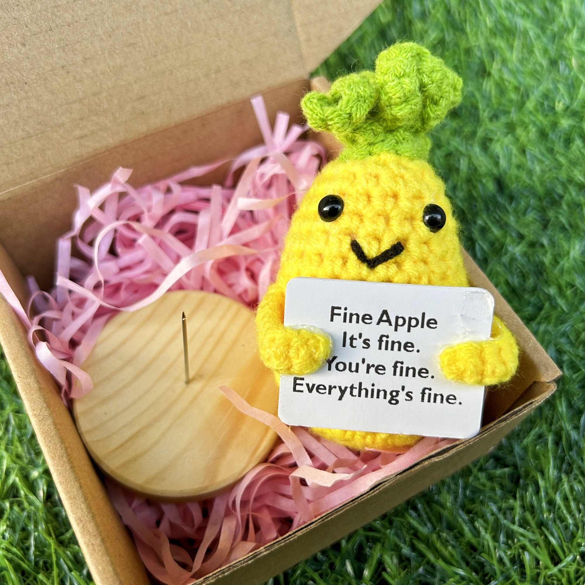 Handmade Adorable Crochet Positive Pineapple and Fine Apple-emotional  Support Gift for Family/friends/team-valentines Day Gifts-spring Gift 