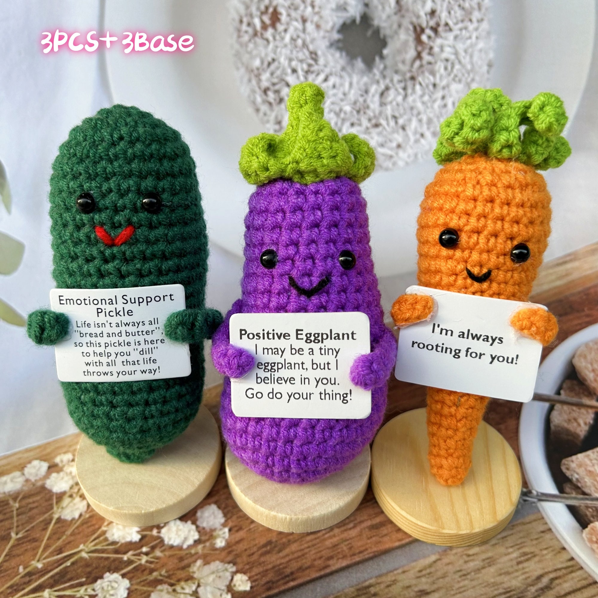Handmade Emotional Support Pickle Crochet Smiley Sour Cucumber