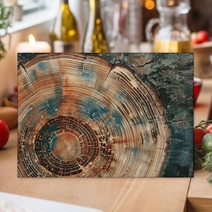 Personalized Cutting Board, Tree Rings Chopping Board, Wooden Style Glass Cutting Board, Glass Dicing Board,  Housewarming Gifts