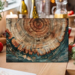 Personalized Cutting Board, Tree Rings Chopping Board, Wooden Style Glass Cutting Board, Glass Dicing Board,  Housewarming Gifts