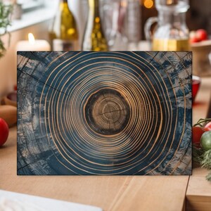 Personalized Cutting Board, Wooden Tree Rings Style Chopping Board, Abstract Glass Cutting Board, Glass Dicing Board,  Housewarming Gifts