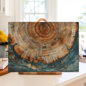 Personalized Cutting Board, Tree Rings Chopping Board, Wooden Style Glass Cutting Board, Glass Dicing Board,  Housewarming Gifts