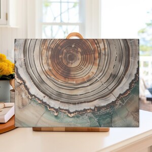 Personalized Cutting Board, Tree Rings Chopping Board, Wooden Style Glass Cutting Board, Glass Dicing Board,  Housewarming Gifts