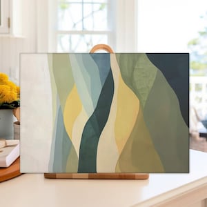 Personalized Cutting Board, Landscape Painting Style Chopping Board, Nature Glass Cutting Board, Glass Dicing Board,  Housewarming Gifts