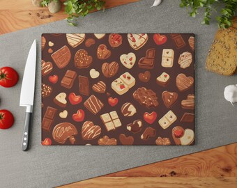 Chocolate Lover Gift for Her, Unique Baker and Foodie Present, Tempered Glass Cutting Board for New Home, Kitchen Hostess Housewarming Gift