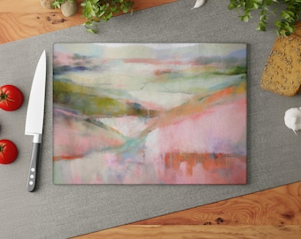 Artistic Glass Chopping Board, Heat Resistant Counter Protector, Non-Slip Trivet for Hot Pans, Decorative Kitchen Countertop Saver