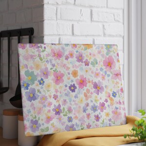 Painterly Flower Glass Cutting Board, Cute Kawaii Chopping Board, Pastel Garden Kitchen Decor, Artistic Food Prep Board, Housewarming Gift
