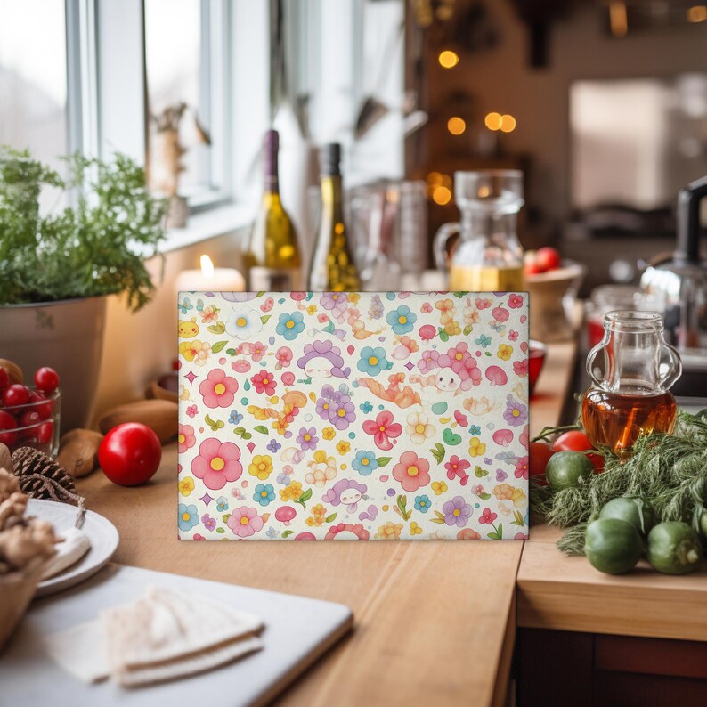 Pastel Floral Glass Cutting Board - Thumbnail 5