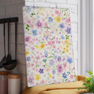 Painterly Flower Glass Cutting Board, Cute Kawaii Chopping Board, Pastel Garden Kitchen Decor, Artistic Food Prep Board, Housewarming Gift