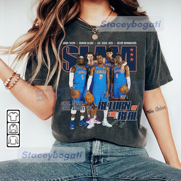 Shai SGA Josh Giddey Chet Holmgren Jalen OKC Thunder Basketball Shirt, Basketball Shirt Christmas, Basketball 90s Vintage Fan Gift 0911 PTTH