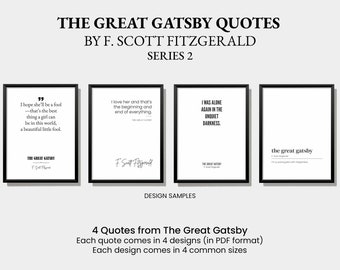 The Great Gatsby Quotes Series 2, F Scott Fitzgerald Quotes, Printable Wall Art, Print Poster