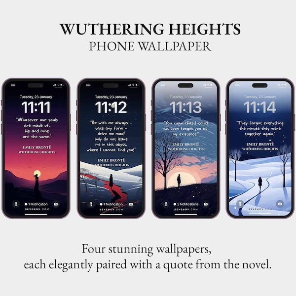 Wuthering Heights Phone Wallpapers with Love Quotes | Emily Bronte Phone Wallpapers | Literary Wallpapers for Book Lovers