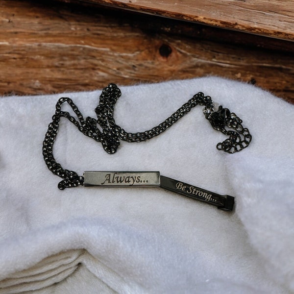 Personalized Hidden Message Necklace, Engraved Secret Message Slider Necklace, Custom Bar Necklace, Gift For Her, Gift For Girlfriend