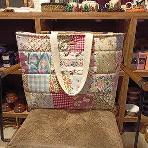 Patchwork Totebag, Blommig Totebag, Handväska